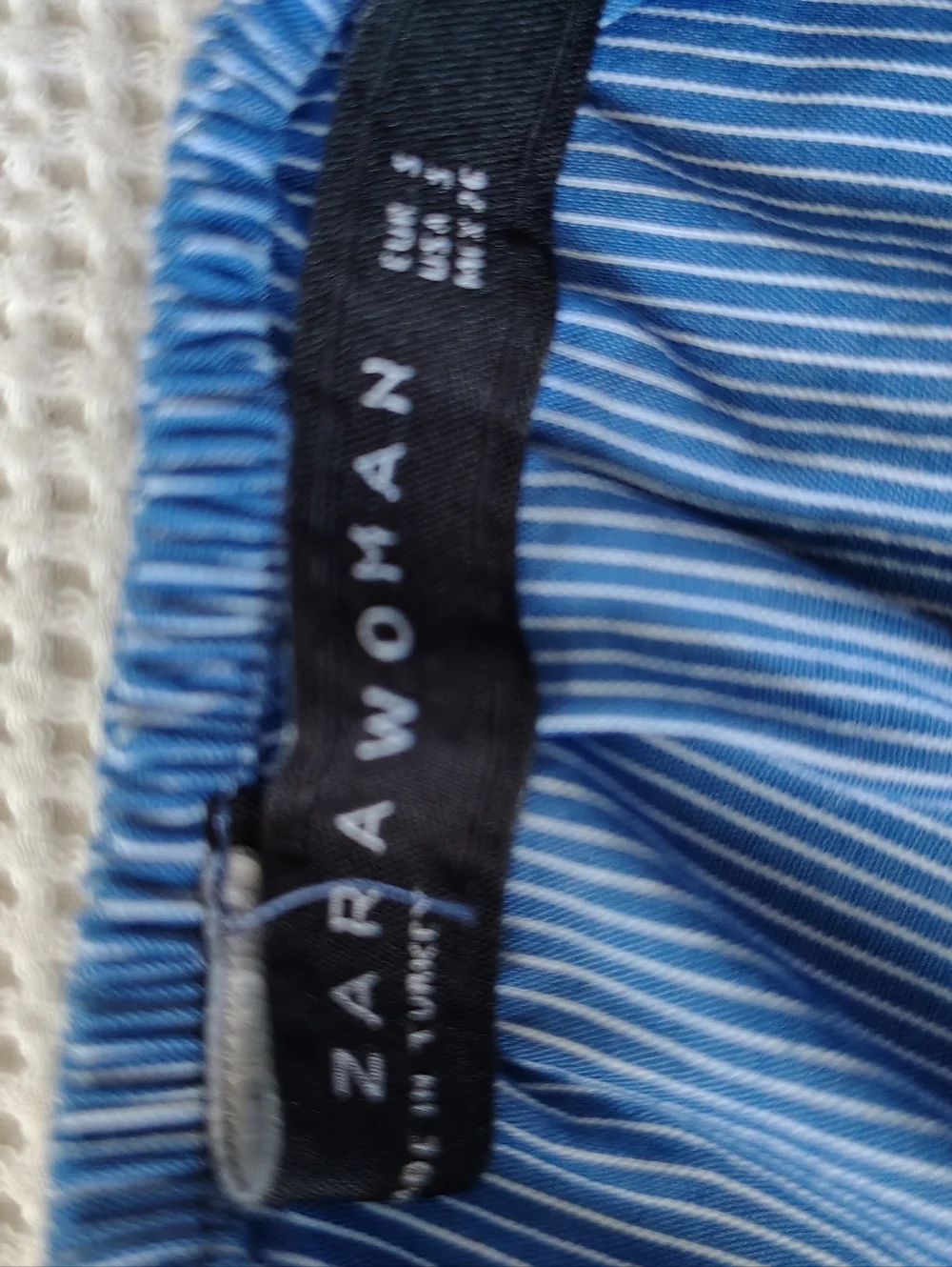 Zara Blue Striped Off-Shoulder Puff Sleeve Top Size S.